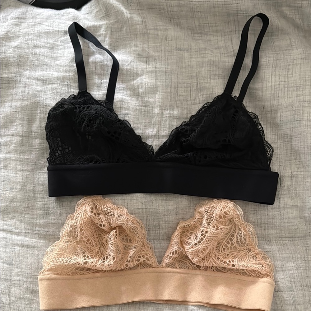 Lively Black and Cream Lace Bralette Set